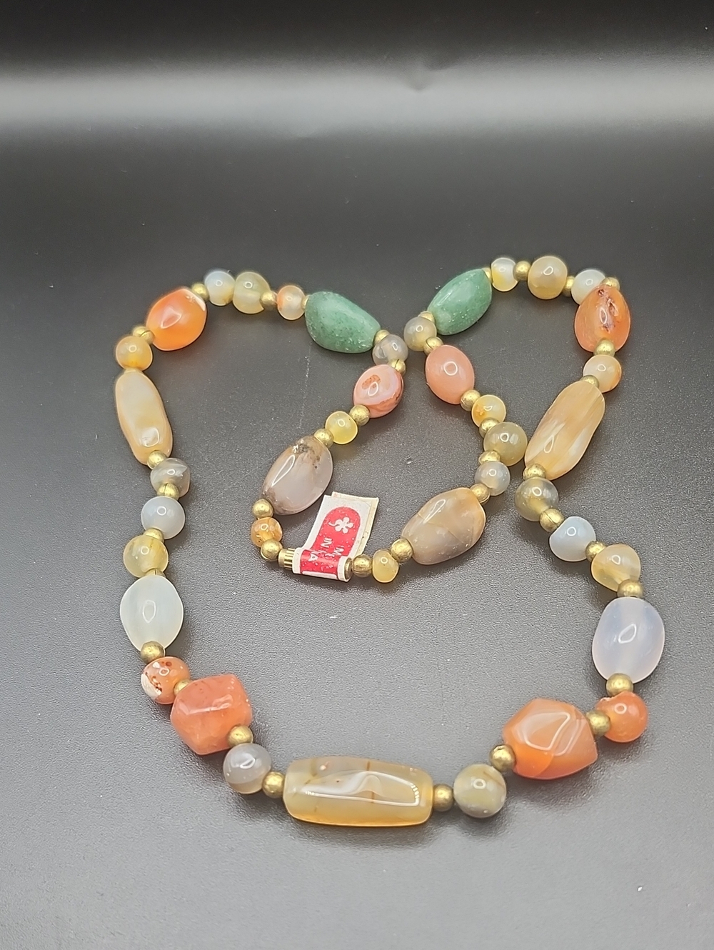 Vintage Agate Beggars Bead Necklace.